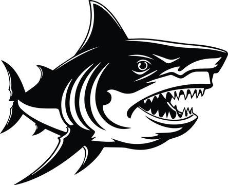 Shark Logo Monochrome Design Style
