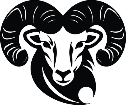 Ram Logo Monochrome Design Style
