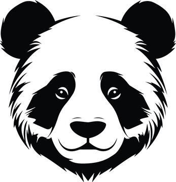 Panda Logo Monochrome Design Style
