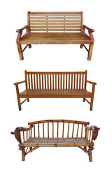 Collection of 3 chairs made of brown wood. Vacation Country House. For decorating the garden. (png)	