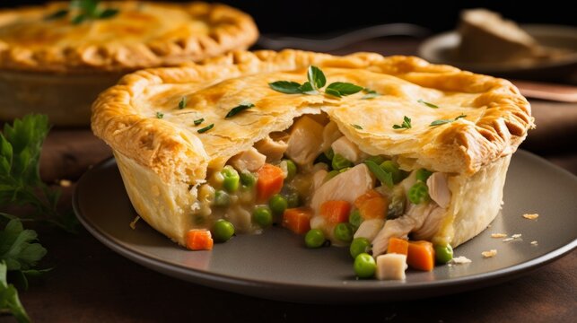 Delicious Homemade Chicken Pot Pie with Flaky Crust - Generative AI