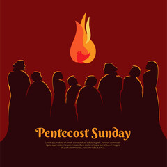 pentecost sunday poster template flat design