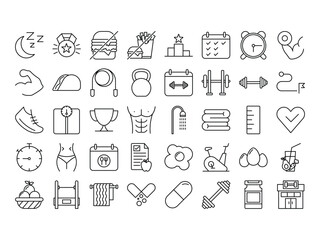 Fototapeta premium fitness icon set. outline icon