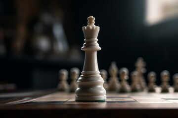 One white chess pawn on a board. Generative AI
