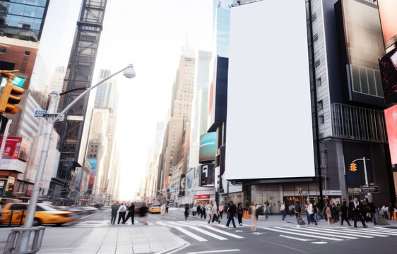 Empty billboard on the building.
Blank mock-up of an outdoor info banner. Generative AI