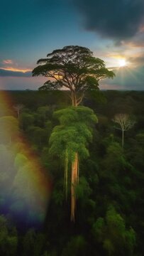 sunset in the forest