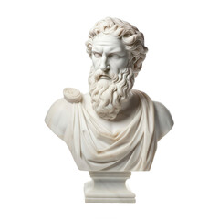 Plaster statue of greek head isolated on white background. Generative AI