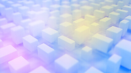 Beautiful soft lighting geometrical blue cubes  - abstract 3D rendering