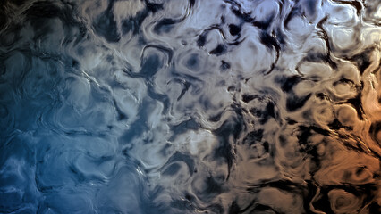 dark blue - yellow ingrained contour relievo - abstract 3D illustration