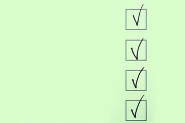 Checklist box with black marks, closeup