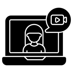 A flat design icon of video chat