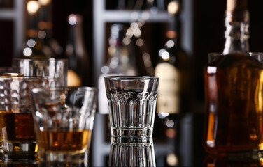Fototapeta na wymiar Empty glass on table in bar