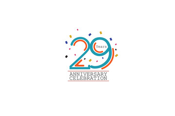 29th, 29 years, 29 year anniversary 2 colors blue and orange on white background abstract style logotype, vector design for celebration vector