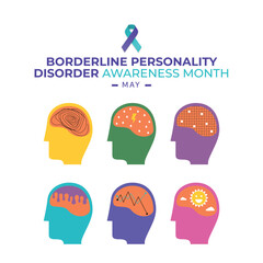 borderline personality disorder awareness month. personality illustration vector with ribbon. personality disorder awareness design template. flat illustration.