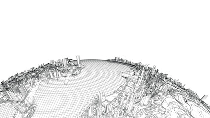 3d city sphere. Vector rendering of 3d