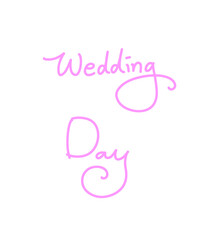 "wedding day" written in pink pen.