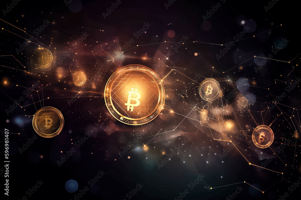 Poster digital background image with cryptocurrency concept. generative ai