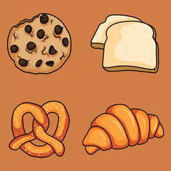 artwork illustration and T shirt design cute bakery set