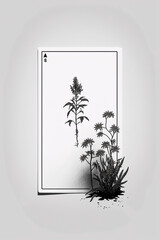 Tarot card on background with plants, generative ai