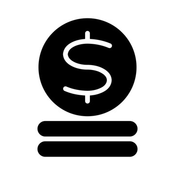 Cost glyph icon for cost per hour, expense, business and finance, fee, legal, price, coin, dollar, charge logo	