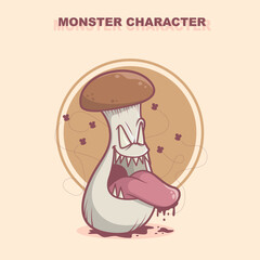Monster Mushroom Illustration Design Vector