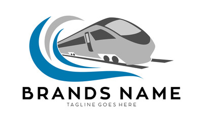 Obraz premium Train and wave vector logo