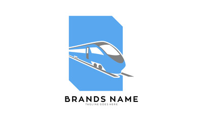 Blue train illustration vector logo