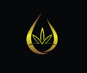 CBD cannabis waterdrop logo design
