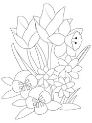 Hand-drawn flower patterns for coloring pages