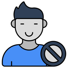 Conceptual flat design icon of ban profile 