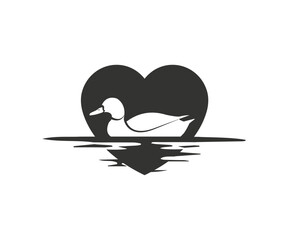 Duck swimming on the water logo design