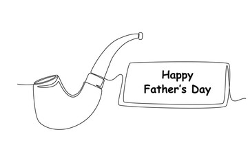 Continuous one line drawing of cigar. Happy father's day concept. Single line draw design vector graphic illustration.