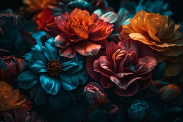 A depiction of colorful flowers. Generative AI