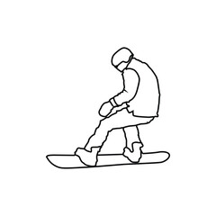 Jump snowboard man linear drawing design vector