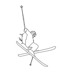 Jump ski linear drawing design vector