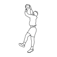 Slam dunk man linear drawing design vector