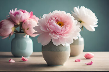 pink tulips in a vase on the table