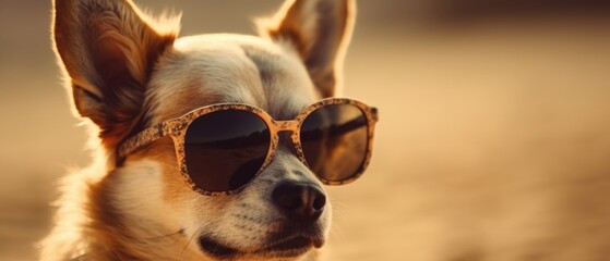 Cute Dog Enjoying a Sunny Beach Vacation , Generative AI	