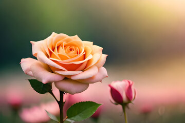 pink rose on a green background