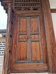 Close-up of a wooden door.