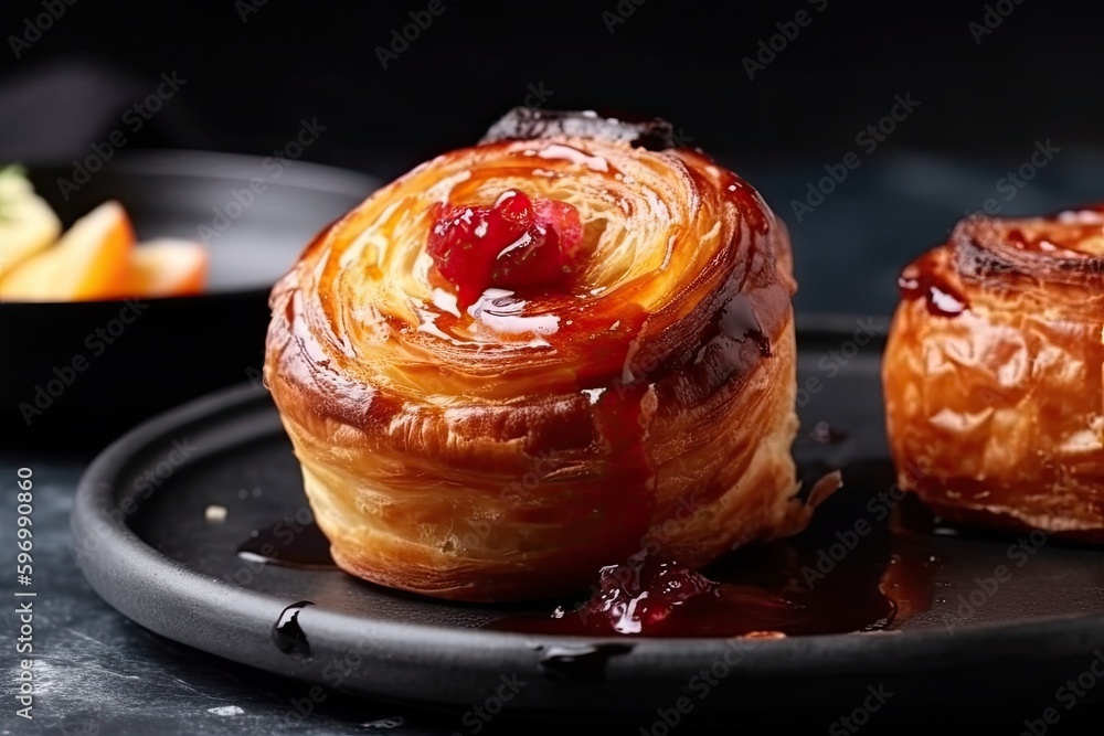 Canvas Prints delicious pastry on a plate, ready to be eaten. Generative AI