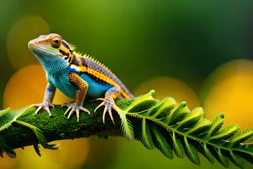Wandcirkels tuinposter chameleon on a branch © Md Imranul Rahman