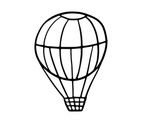 Hand drawn doodle hot air balloon. Air transport for travel. Vector sketch Isolated on white background for coloring book
