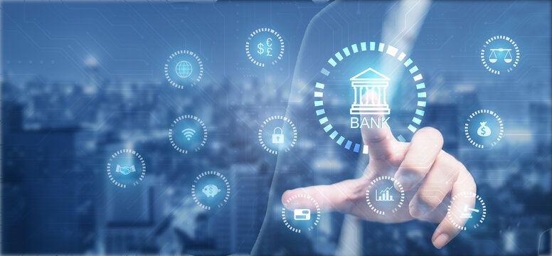 Business, Technology, Internet and network concept. Digital Banking content planning advertising strategy concept.	
