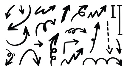 Arrow vector. Hand drawn brush stoke, speech bubble, line, cute doodle glitter pen line elements. vector illustration.