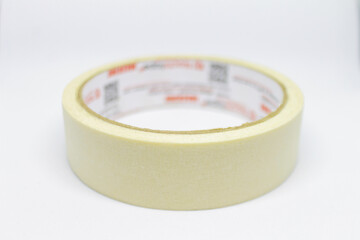 Surabaya, Indonesia - April 2023 : paper duct tape isolate object on white background