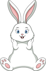 Cute white bunny cartoon on white background