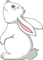 Cute white bunny cartoon on white background