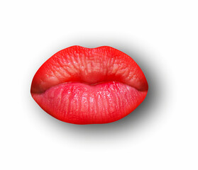 Kiss lip. Lips, female mouth texture pattern. Red lip.