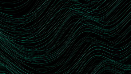 Fototapeta premium Green minimal wavy lines abstract futuristic tech background